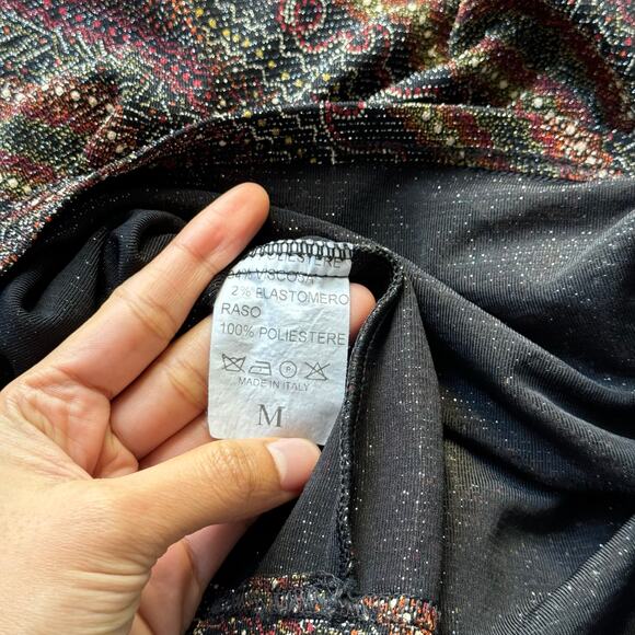 Vintage Italian Sparkly Textured Collared Top with Satin Trim (M) - Picture 7 of 7